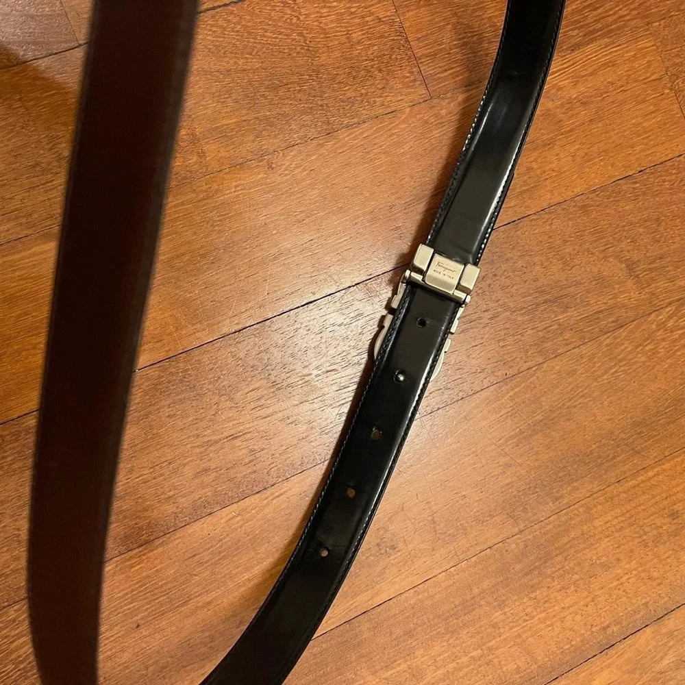 Salvatore Ferragamo Vintage Men’s belt reversible black brown leather buckle